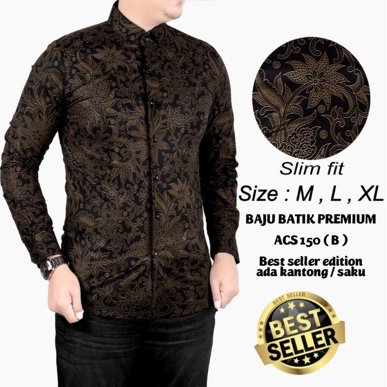 Jual BAJU KEMEJA BATIK PRIA SLIMFIT LENGAN PANJANG MEWAH SLIM FIT D345 ...
