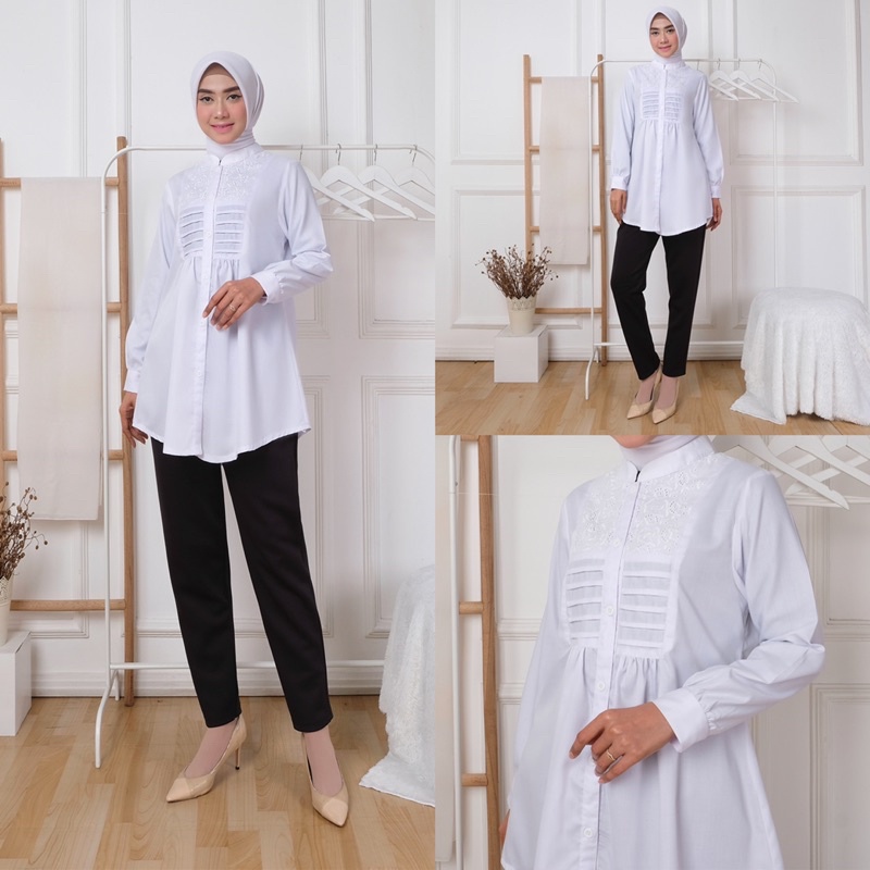 Jual Seenaoutfit - BS 012 Baju Putih Atasan Putih Wanita Kerja Kantoran ...