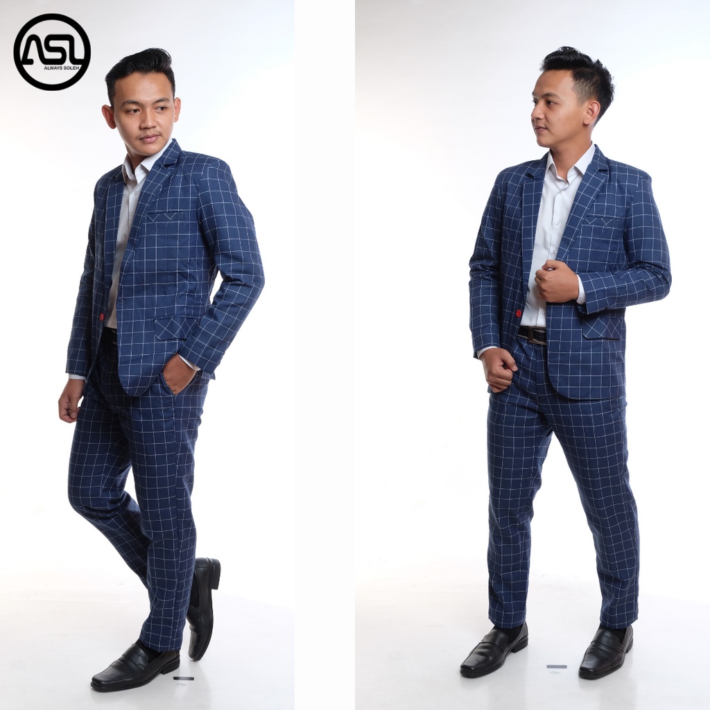 Jual Setelan jas pria kotak kotak / Setelan jas pria kotak / Setelan ...