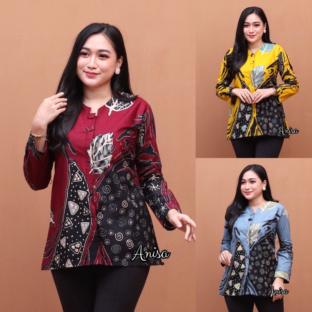 Jual Baju Batik Wanita Modern Atasan Blouse Batik Kerja Kantor Wanita ...