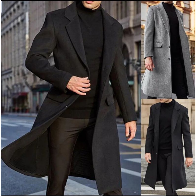 Jual PREMIUM LONG COAT TEBAL PANJANG PRIA JAS JUBAH BLAZER PRIA WANITA ...