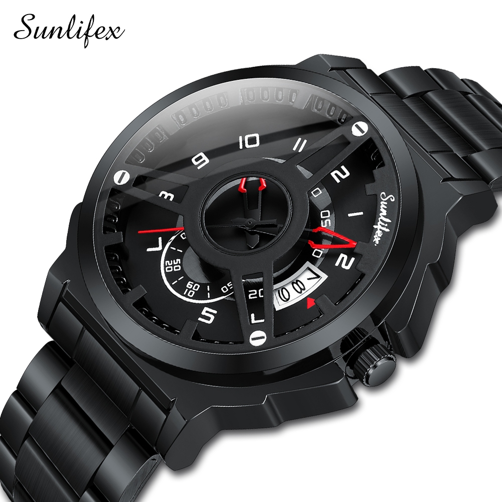 Jual Sunlifex Jam Tangan Pria 9111 Hollow Dial Kuarsa Mode Tanggal Cool ...