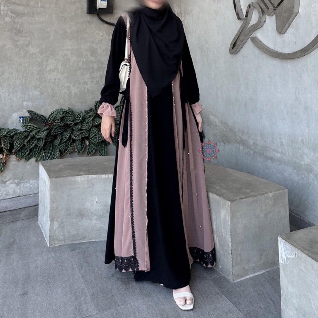 Stylish Dubai Abaya for Muslim Women, Beautiful Blue Stone Work Double ...