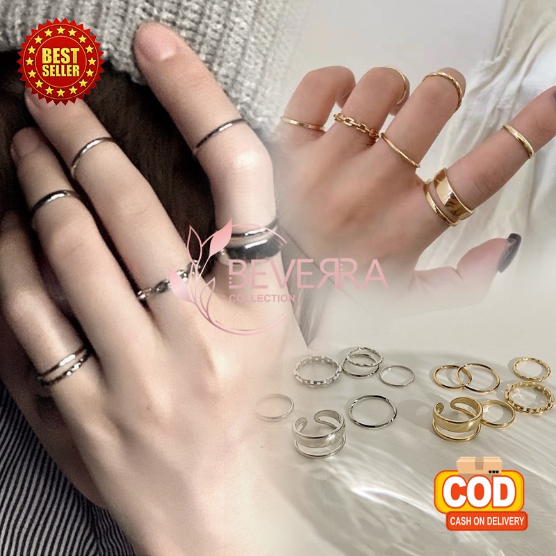Jual SET 7PCS CINCIN WANITA KOREA AKSESORIS WANITA GAYA RETRO RING ...