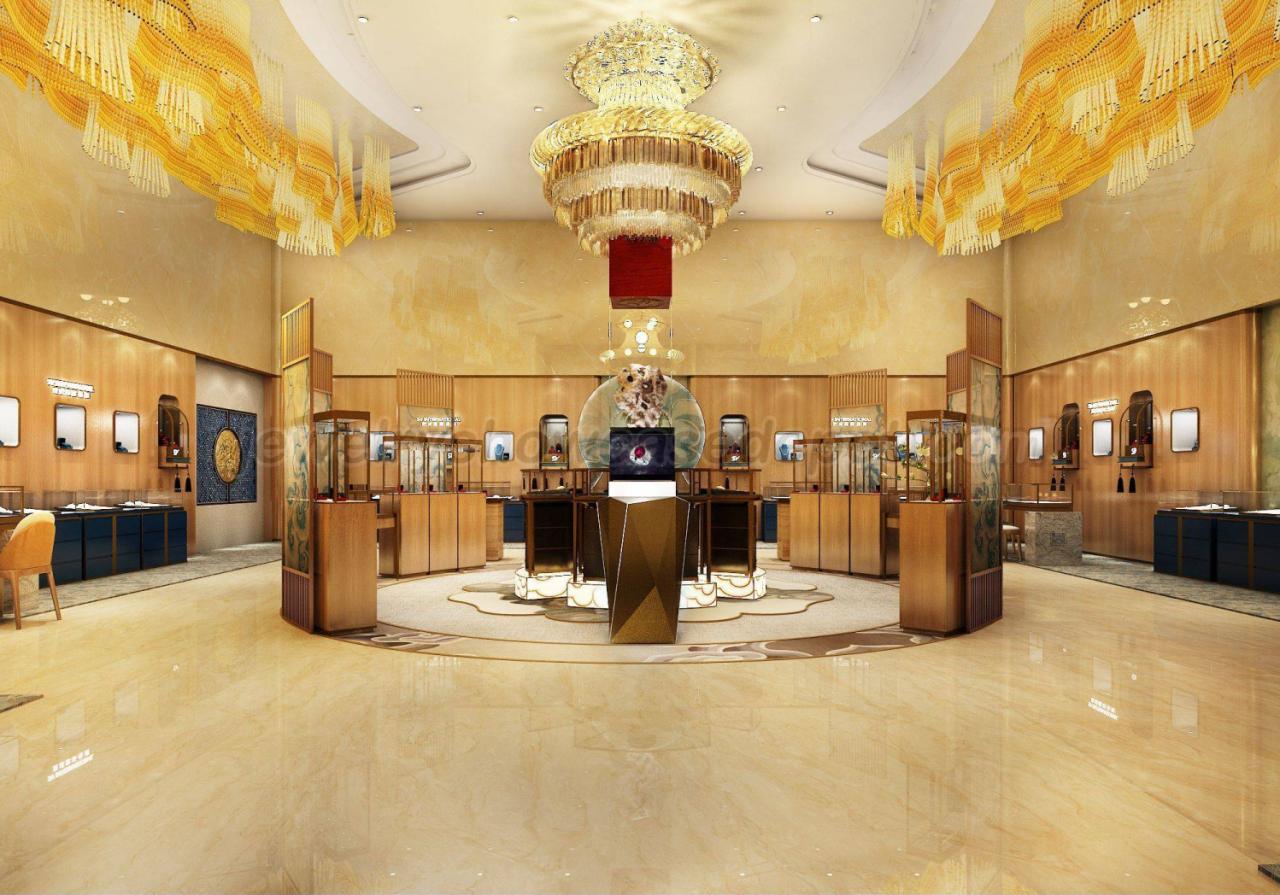 Desain Tampilan Toko Perhiasan Inovatif High End