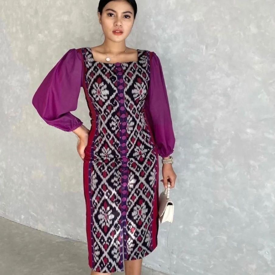 Jual Dress tenun Couple dress tenun elegan tenun blanket dress tenun ...