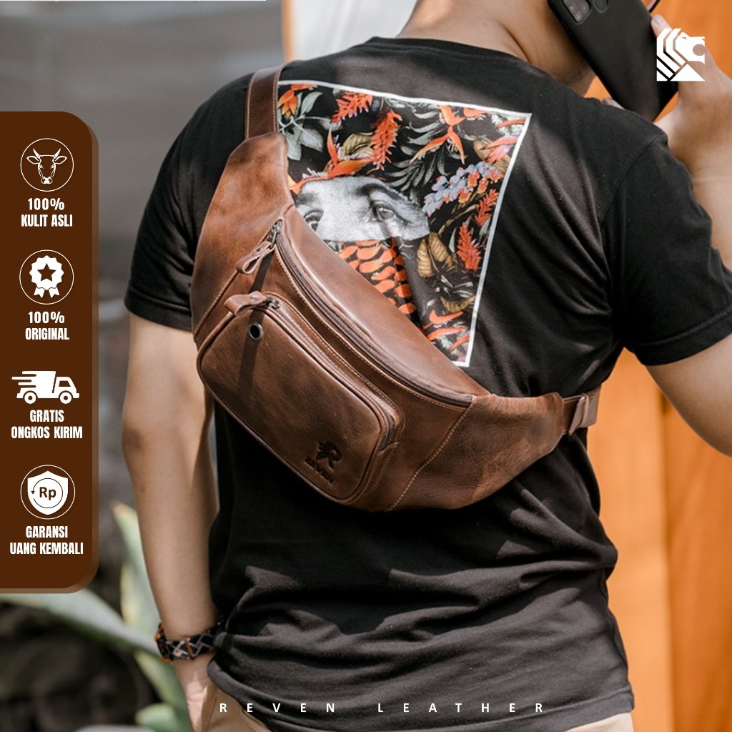 Jual Tas Kulit Selempang Pria Fashion Sling Waist Bag Slempang Waistbag ...