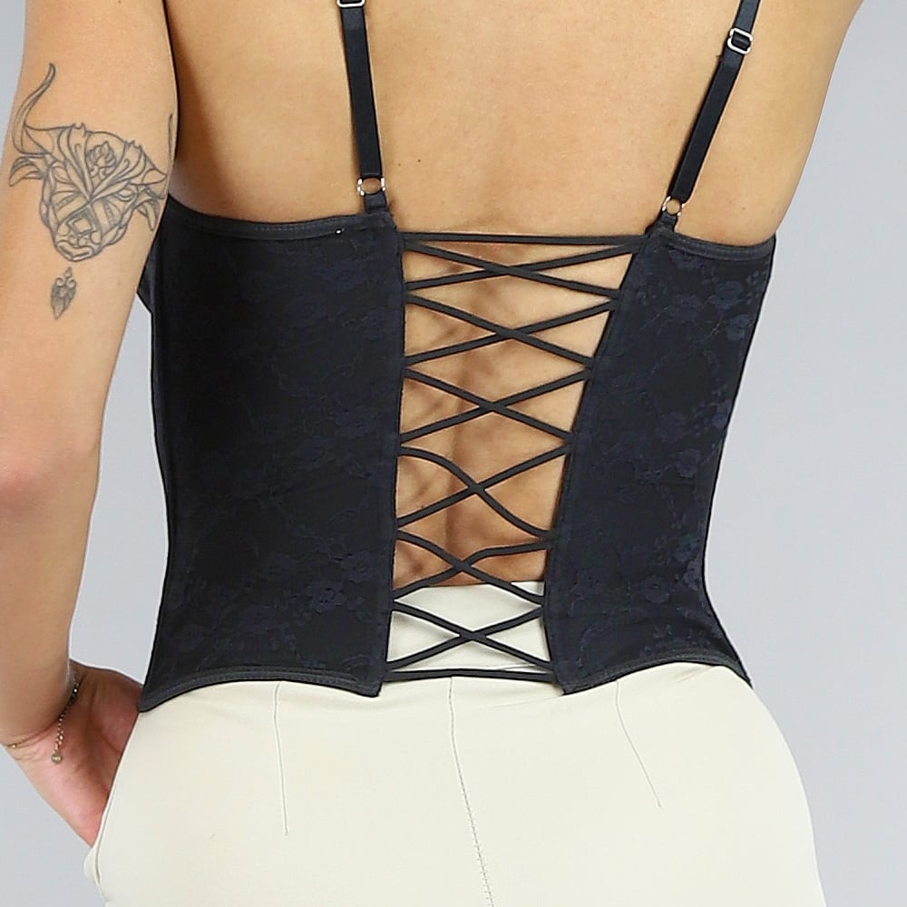 Zwarte Korset Top met Kanten Details - Uwantisell.nl Zwarte Korset Top met Kanten Details - Uwantisell.nl