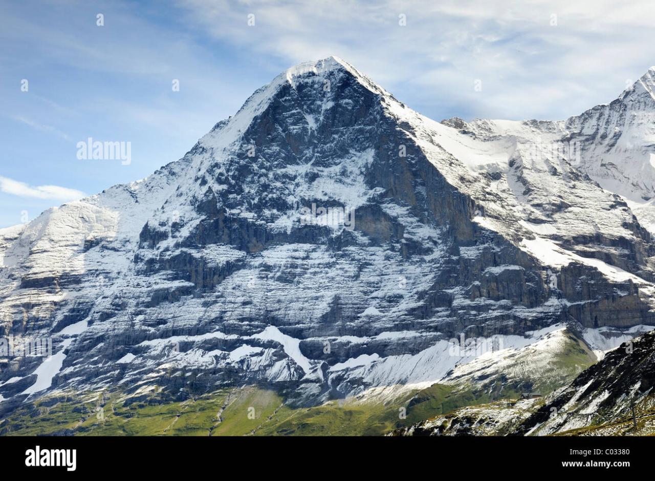 North face of the 3970 metre high Eiger Mountain seen from the south ...