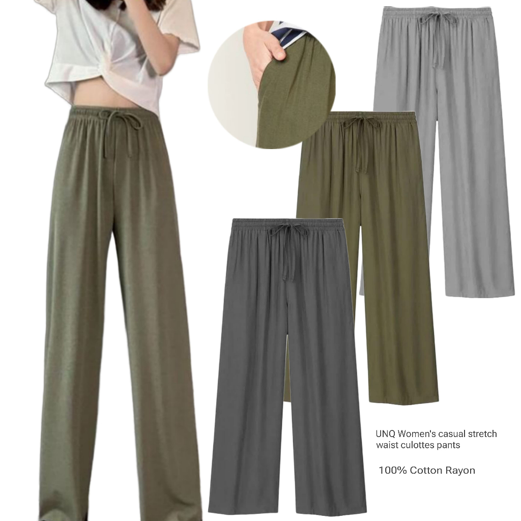 Jual UNQ Women's casual stretch waist culottes pants/CELANA KULOT UNQ ...