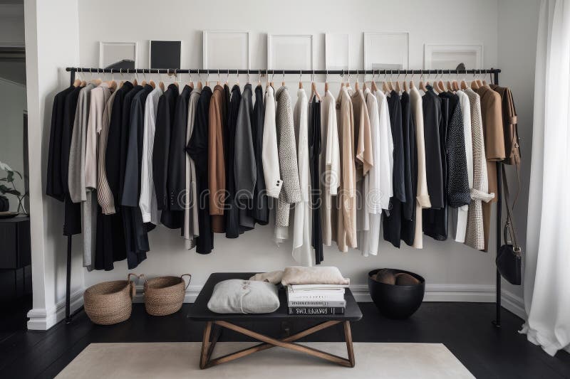 Minimalist Wardrobe Filled with Versatile, Timeless Pieces Stock ...