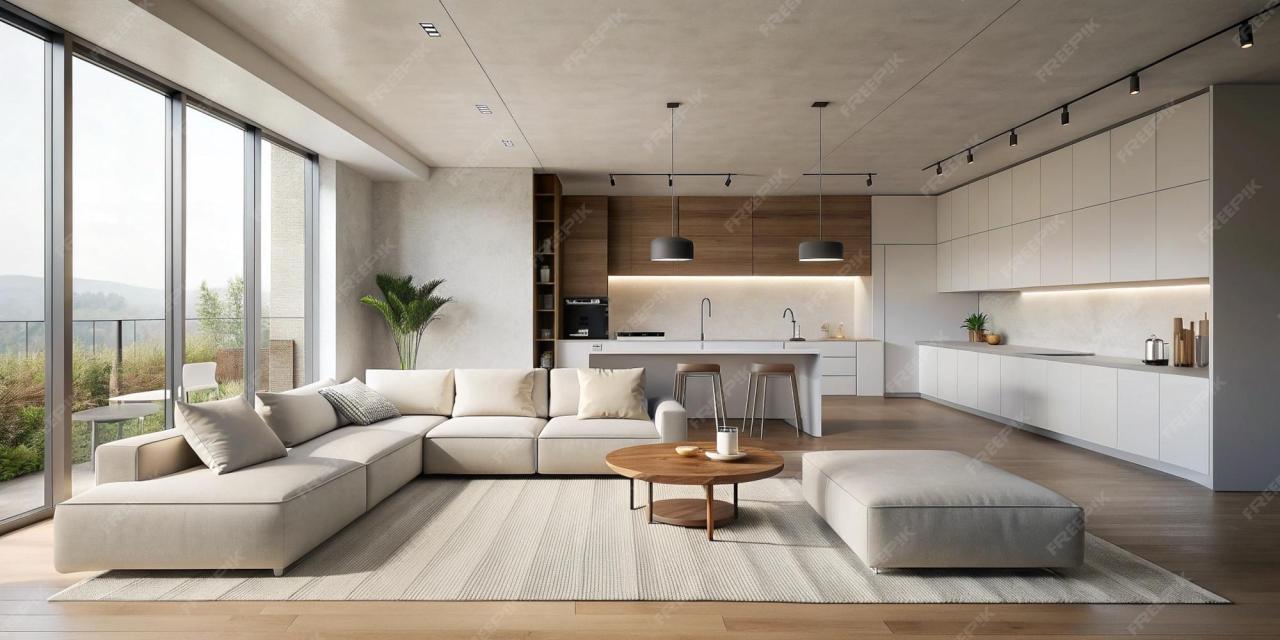 Minimalist Home Interior, with Clean Lines and Neutral Tones, Shows ...