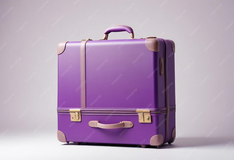 A purple suitcase with a handle that says quot the top quot | Premium ...