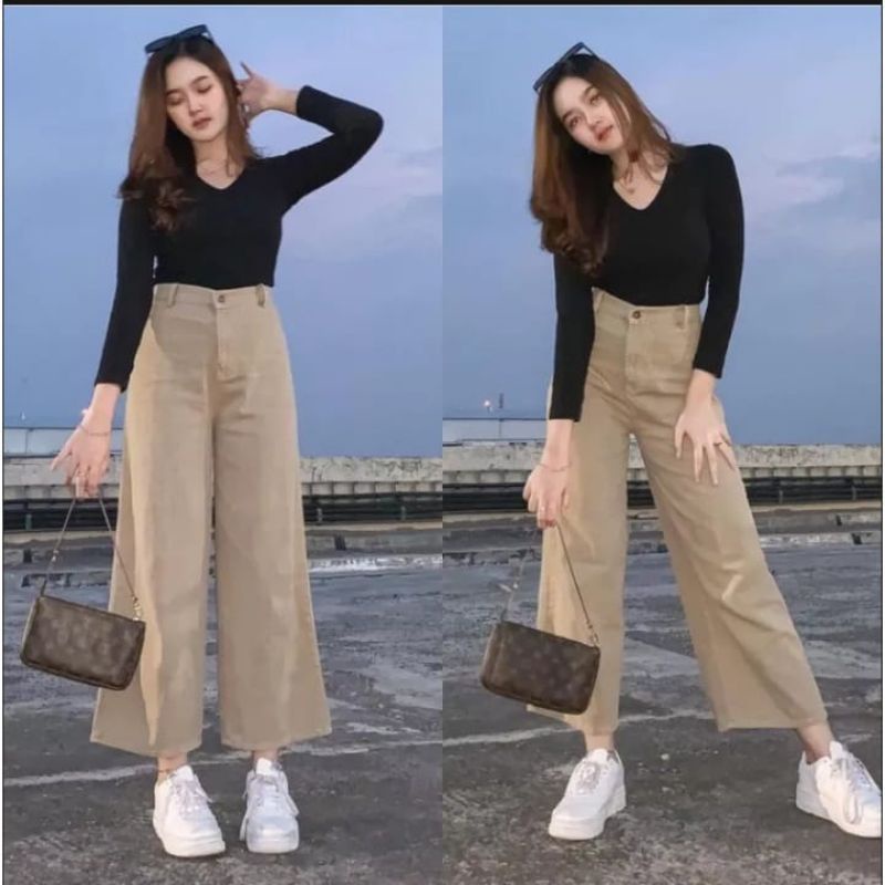 Jual Celana Kulot Wanita Knit Highwaist | Kulot Knit Japanline Premium ...
