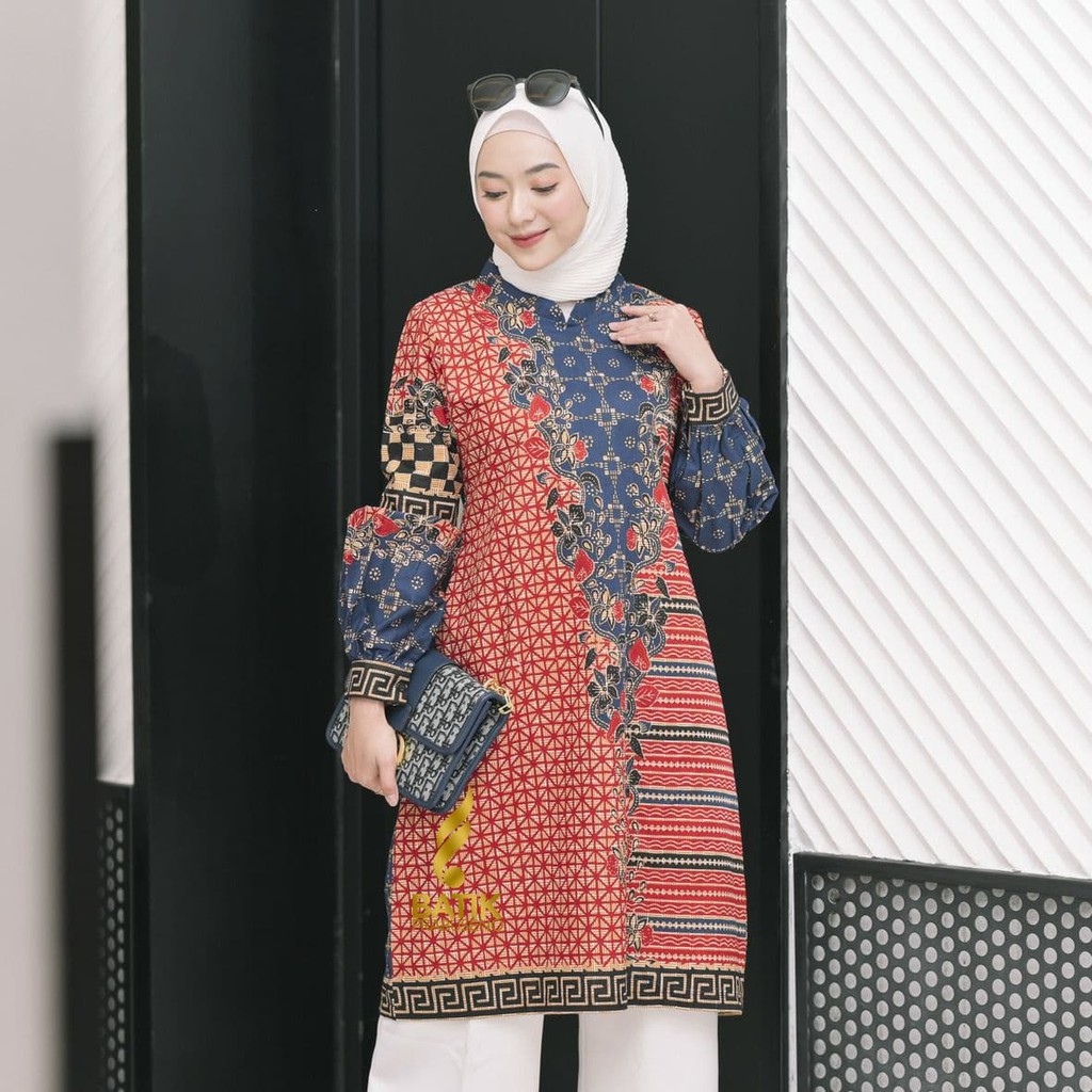 Tunik Atasan ANJAR Baju Batik Wanita Lengan Panjang Modern Jumbo ... Tunik Atasan ANJAR Baju Batik Wanita Lengan Panjang Modern Jumbo ...