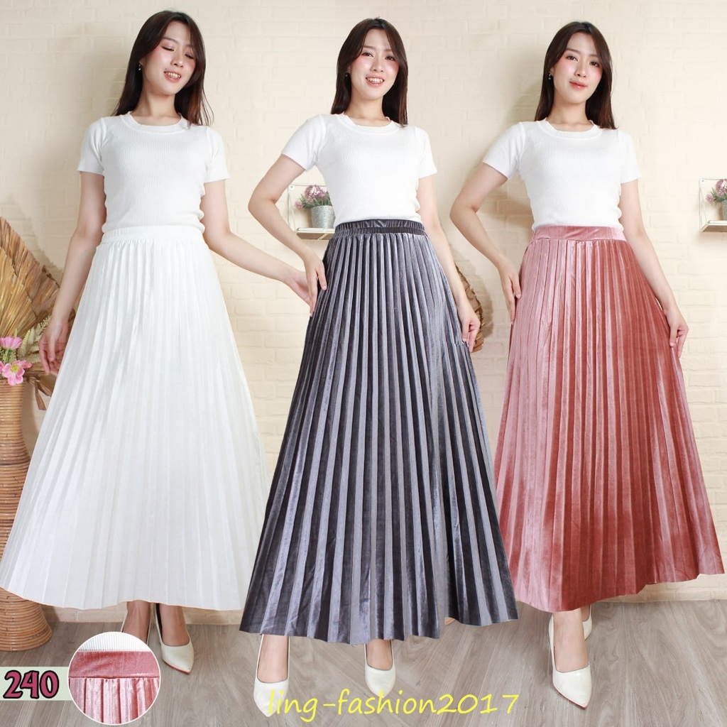 Jual Rok plisket bludru mewah/Spring autumn woven hight waist plester ... Jual Rok plisket bludru mewah/Spring autumn woven hight waist plester ...