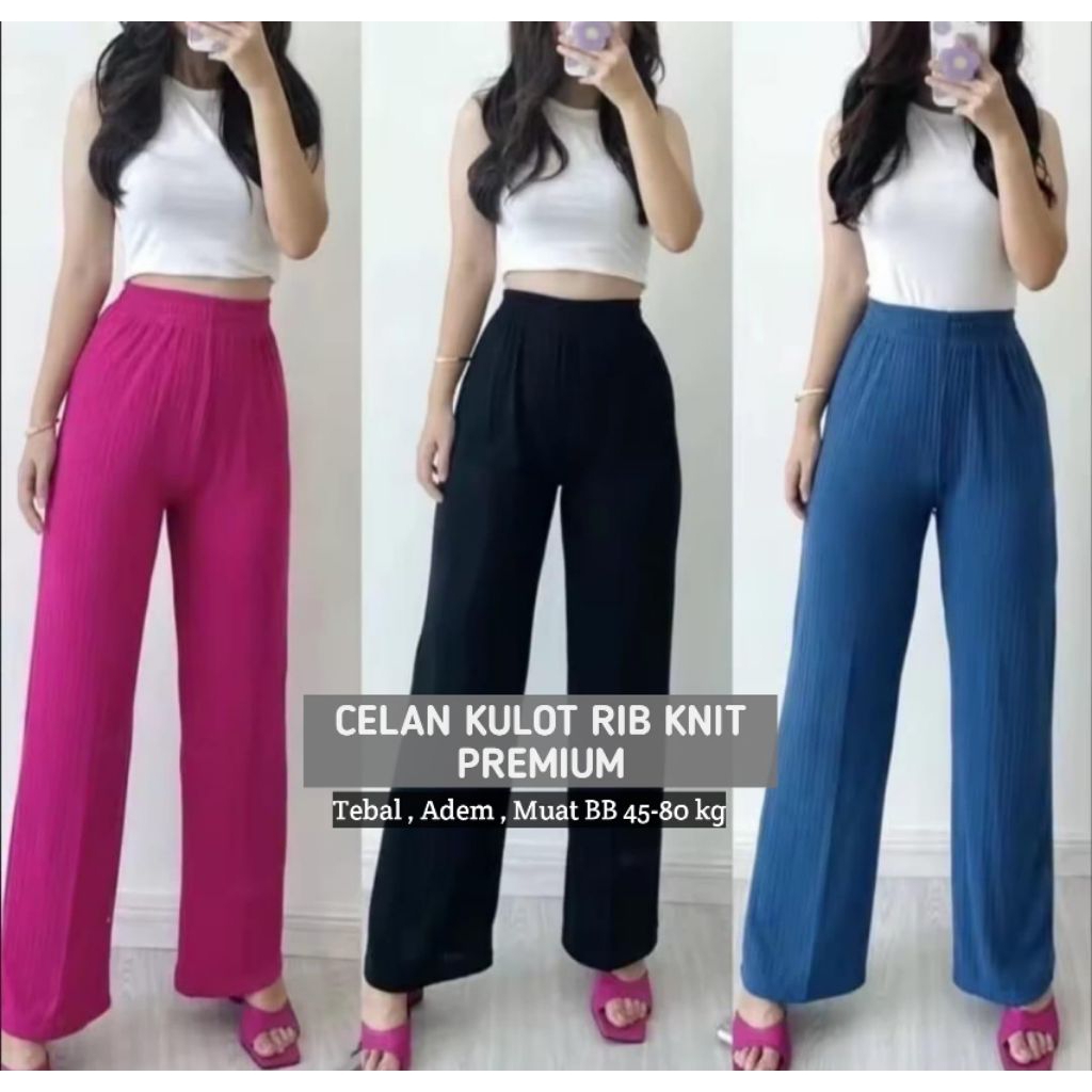 Jual Celana Kulot Lebar Muslim Wanita Flowy Panjang 101cm Bigsize Jumbo ...