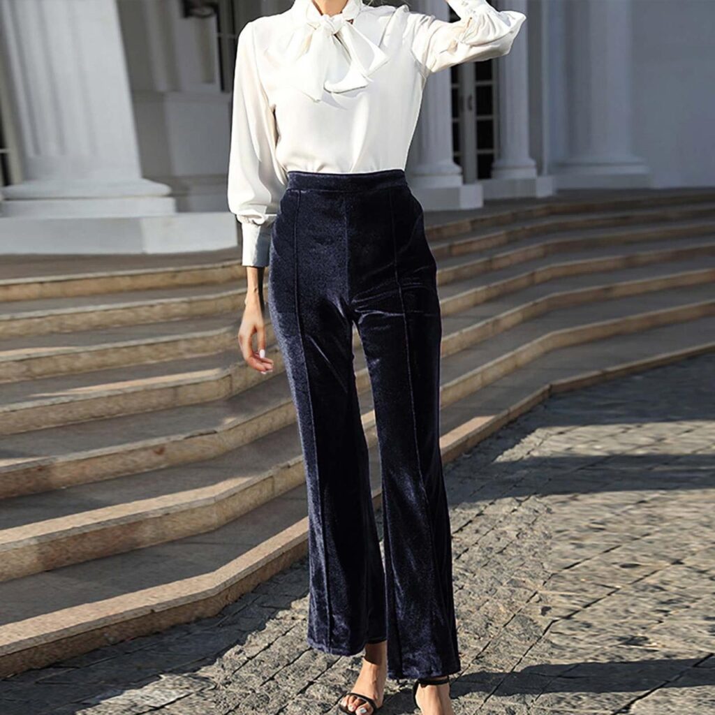 Qolati Women Wide Legs Flare Pants Elegant High Waist Dress Work Loung ...