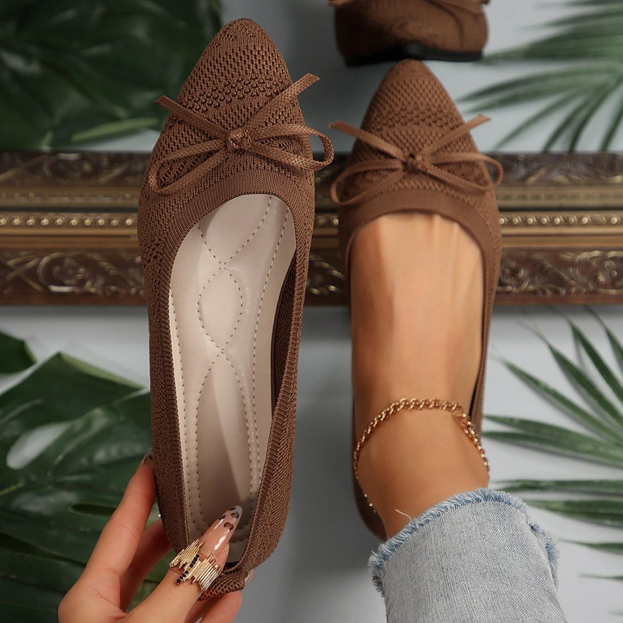 CaiJunJia Women's Flats Pointed Toe Bow Knit Ballet Shoes Comfortable ... CaiJunJia Women's Flats Pointed Toe Bow Knit Ballet Shoes Comfortable ...