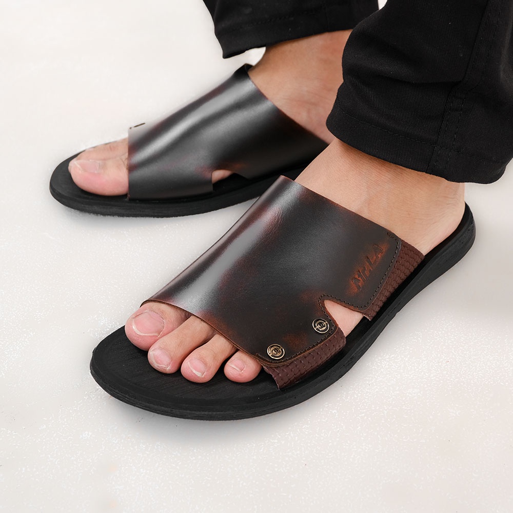Jual Mr. LA Sandal Slop Pria Kulit Asli Sandal Slide Cowok Casual Warna ...