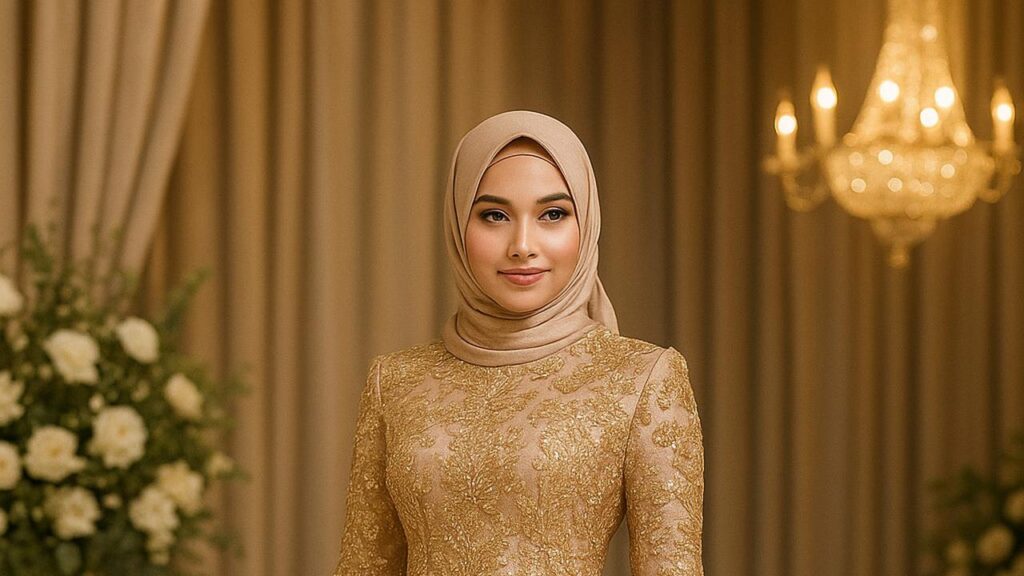 14 Ide Outfit Pesta Muslimah dengan Aksen Bordir Elegan dan Glamor