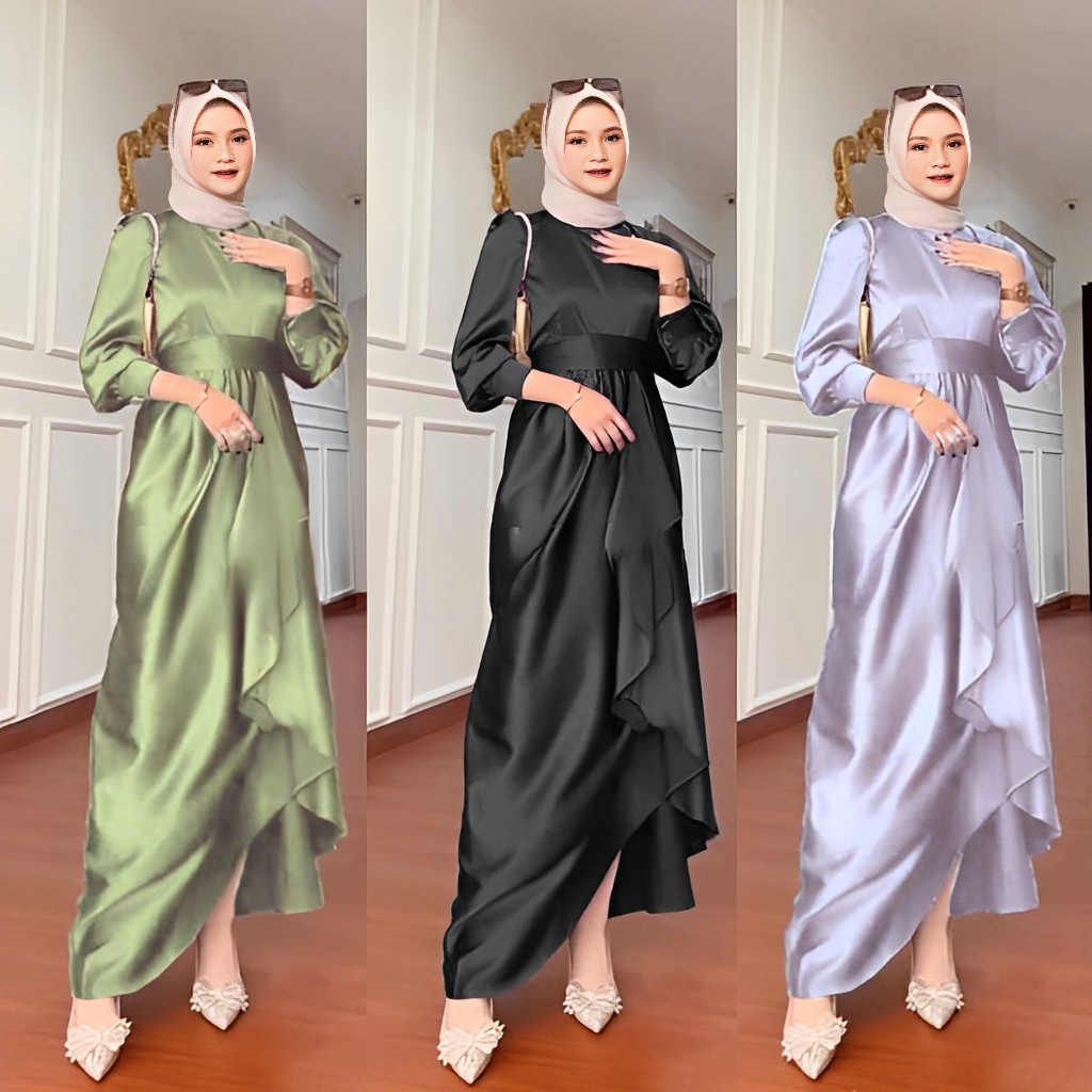 Jual Jusi Dress Polos Simpel Elegan Gamis Seragam Kondangan Lebaran ...