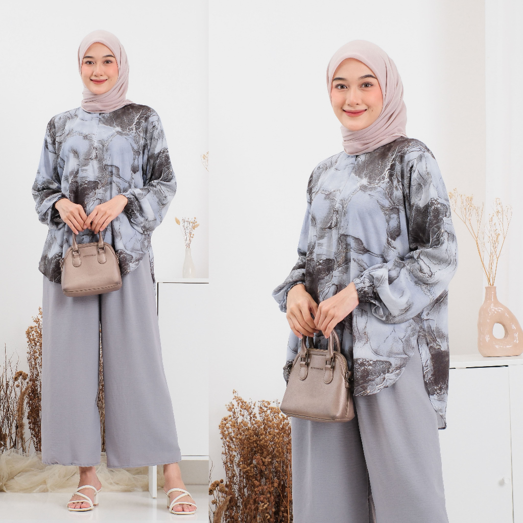 Jual One Set Rayon Motif Setelan Wanita Rayon Mix Crinkle Airflow ...