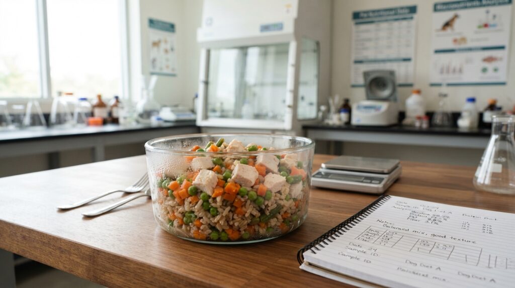 Homemade dog food sample prepared for nutritional analysis Homemade dog food sample prepared for nutritional analysis