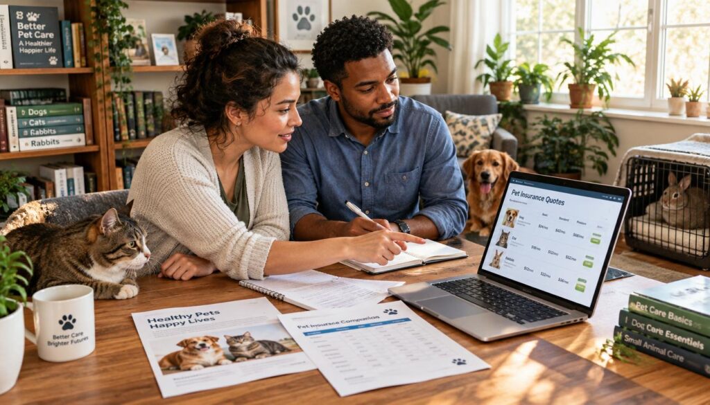 Household reviewing pet insurance quotes for every pet Household reviewing pet insurance quotes for every pet