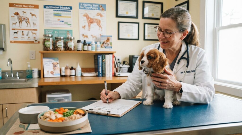 Veterinarian reviews a puppy's homemade diet and health history Veterinarian reviews a puppy's homemade diet and health history