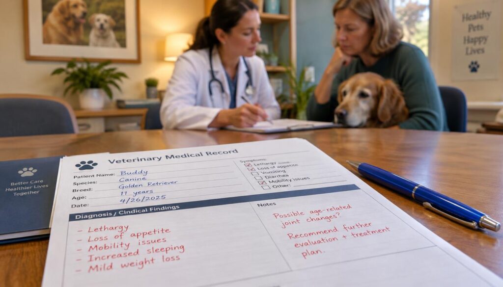 Veterinary record showing symptoms before an older dog's insurance start date Veterinary record showing symptoms before an older dog's insurance start date